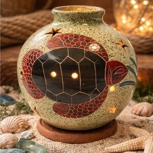 Gorgeous Hand Crafted Fairy Light Candle Shade Fish Sea Turtle Stars 6”T 5”W
